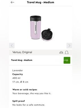 Nespresso Lavender Travel Mug with Black Lid